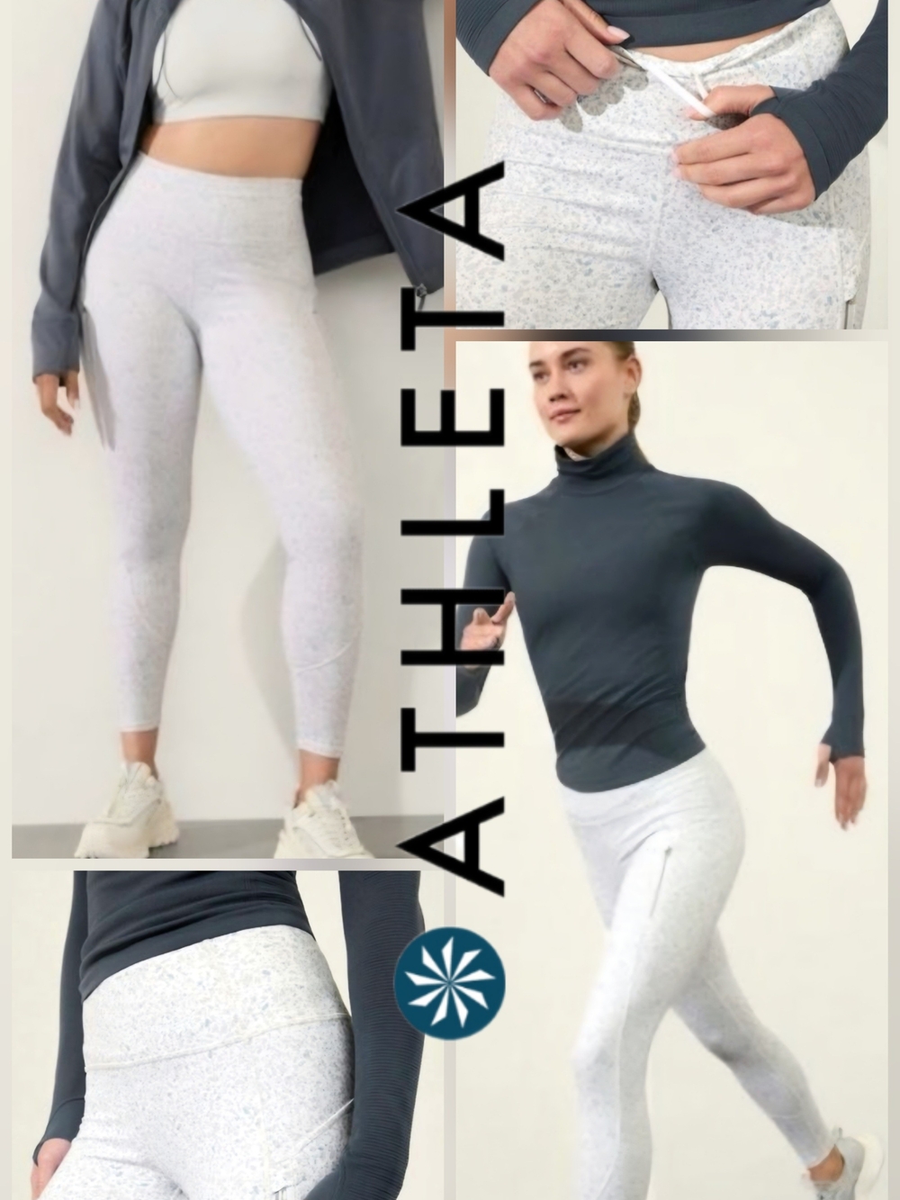 Athleta High-Rise Speckled White Leggings